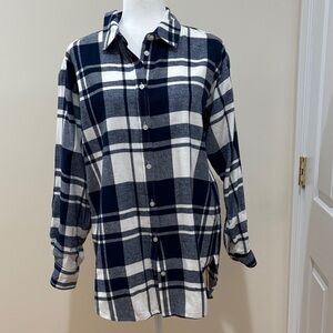 LOFT Plaid Flannel Tunic Shirt